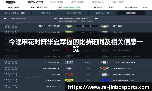 今晚申花对阵华夏幸福的比赛时间及相关信息一览